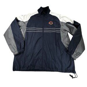 Reebok NFL Chicago Bears Windbreaker Jacket L Navy & Gray Team Apparel